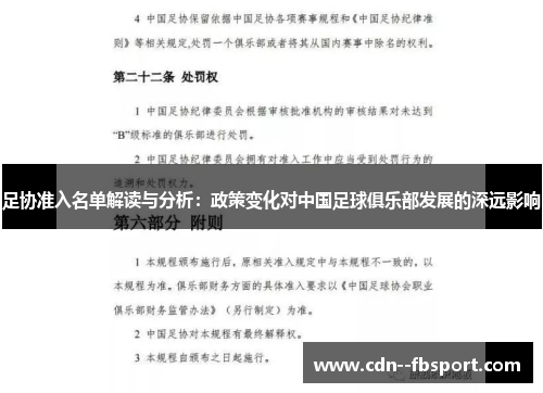 足协准入名单解读与分析：政策变化对中国足球俱乐部发展的深远影响